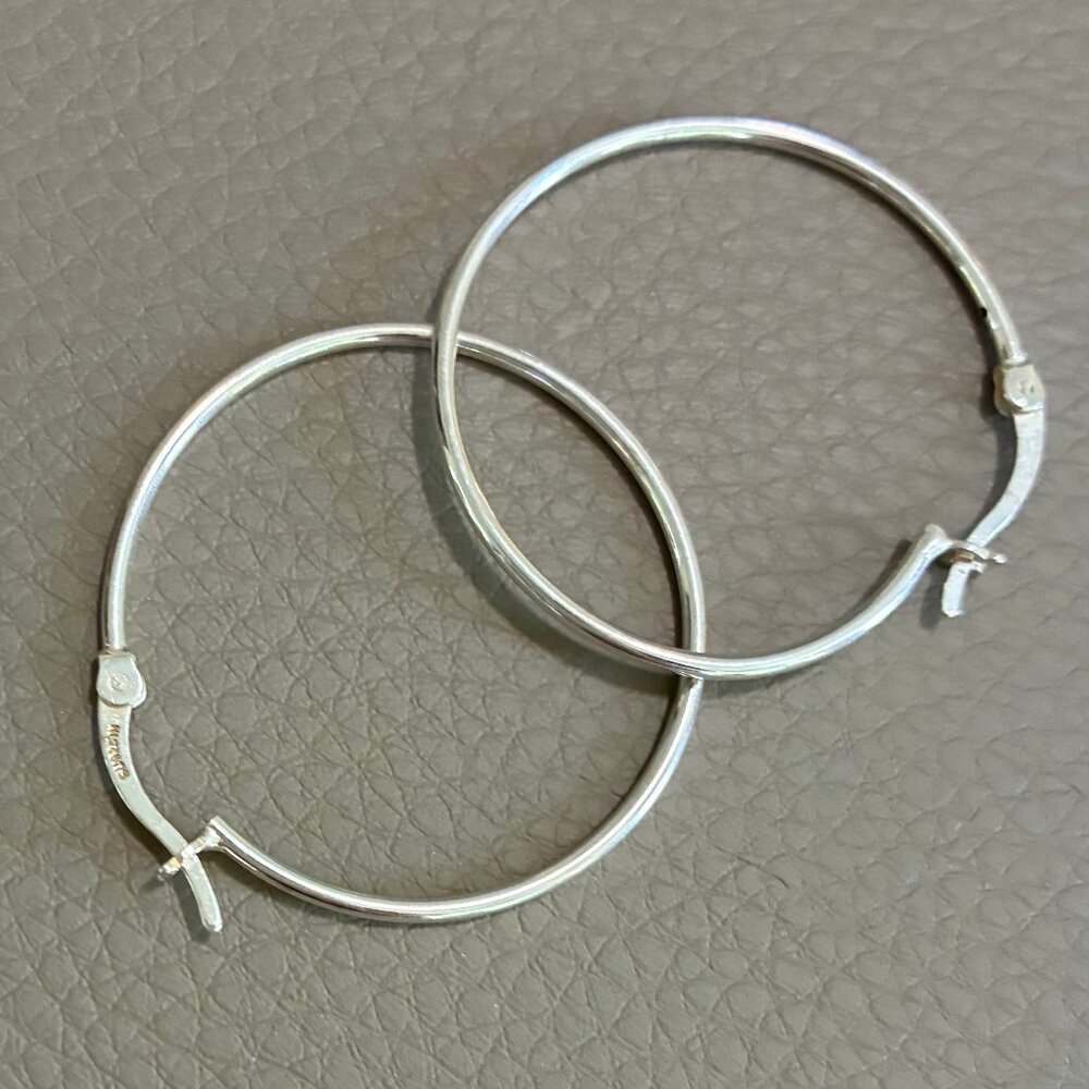 Sterling silver hoop earrings 4mm - classic polished lightweight durable hoops